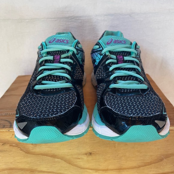 Women’s ASICS IGS Dynamic Duomax 7.5 Teal/Purple/Black Running Shoe - Picture 1 of 8